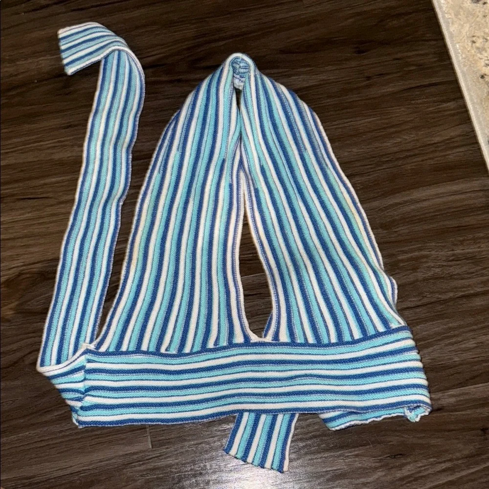 Striped Blue and White Knit Halter Top - Picture 1 of 1